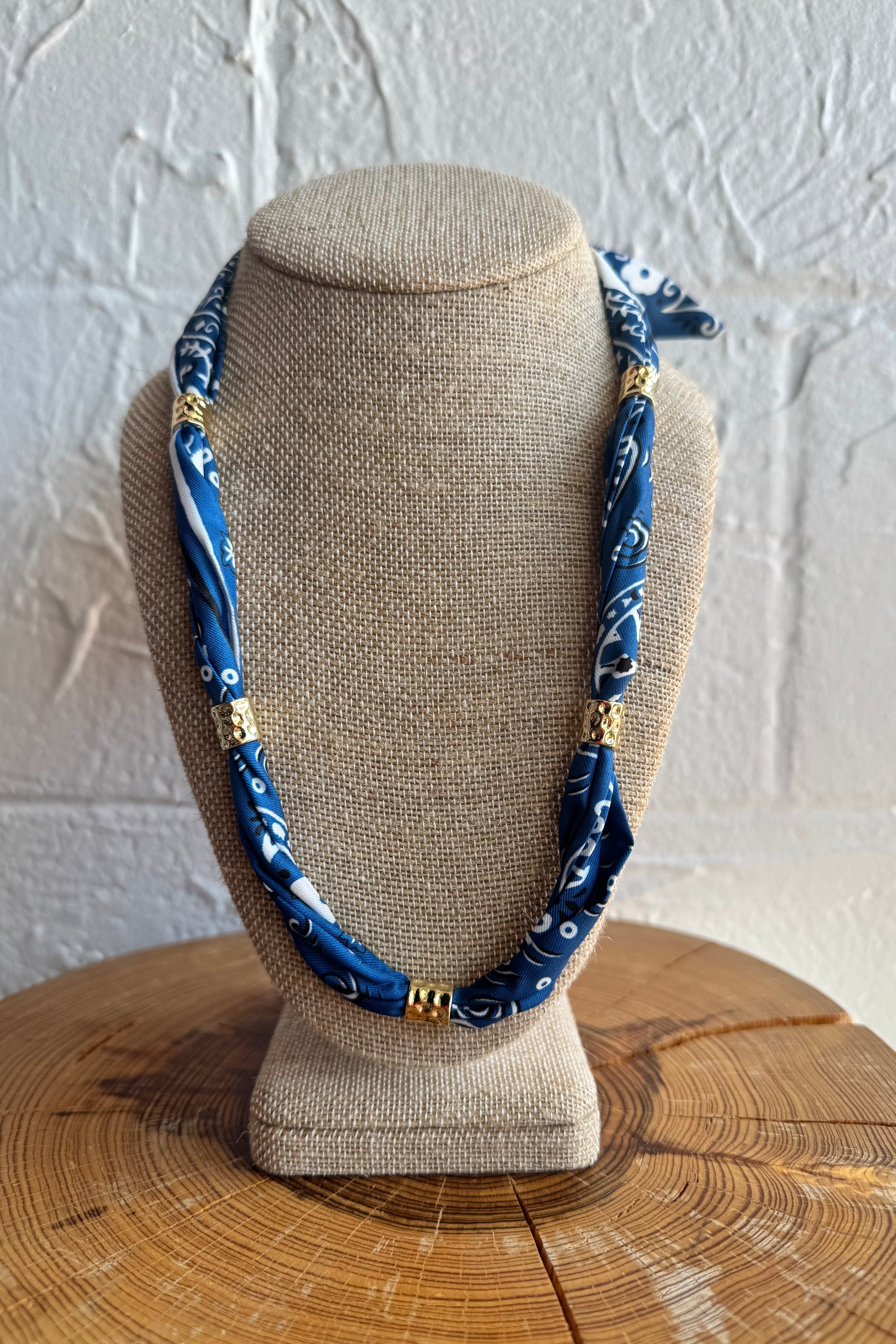 Bandana Scarf Necklace - Dark Blue