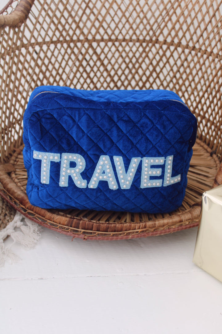 Travel Royal Blue Velvet XL Cosmetic Case