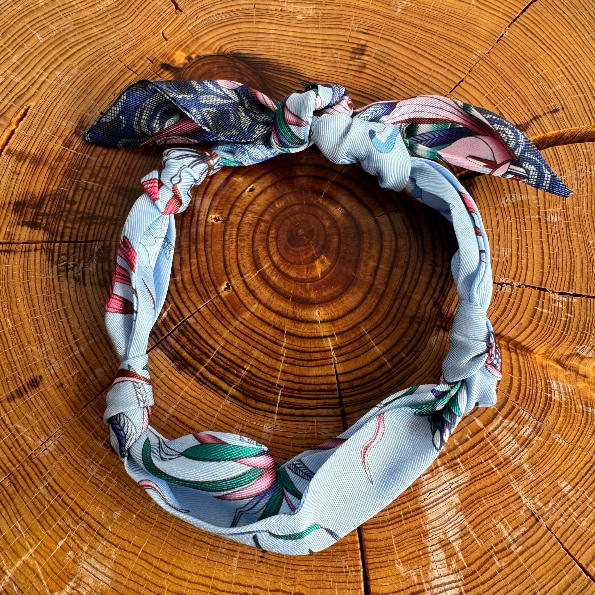 Knotted Bandana Scarf Necklace - Indigo Glow