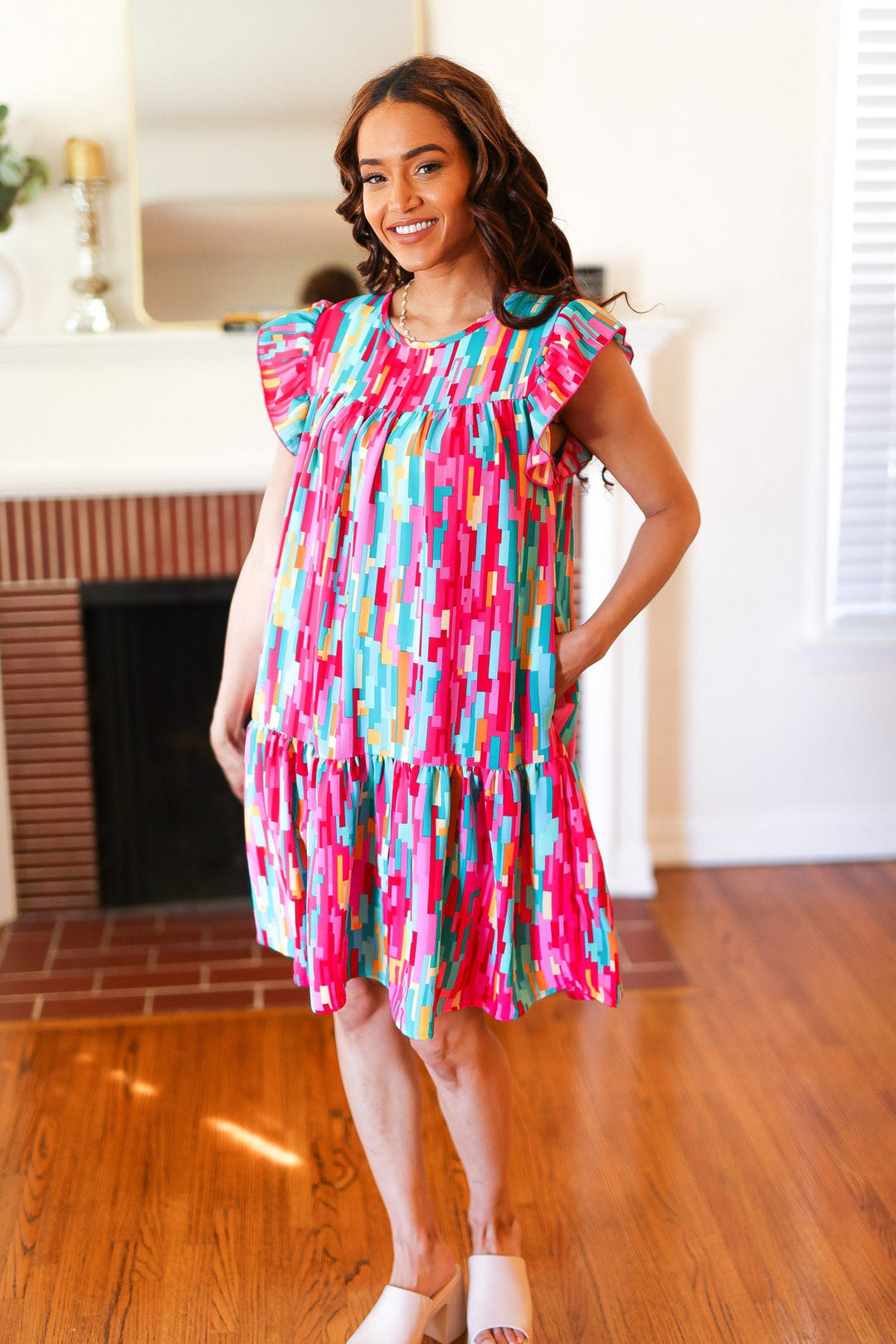 Feeling Bold Tiered Ruffle Sleeve Dress