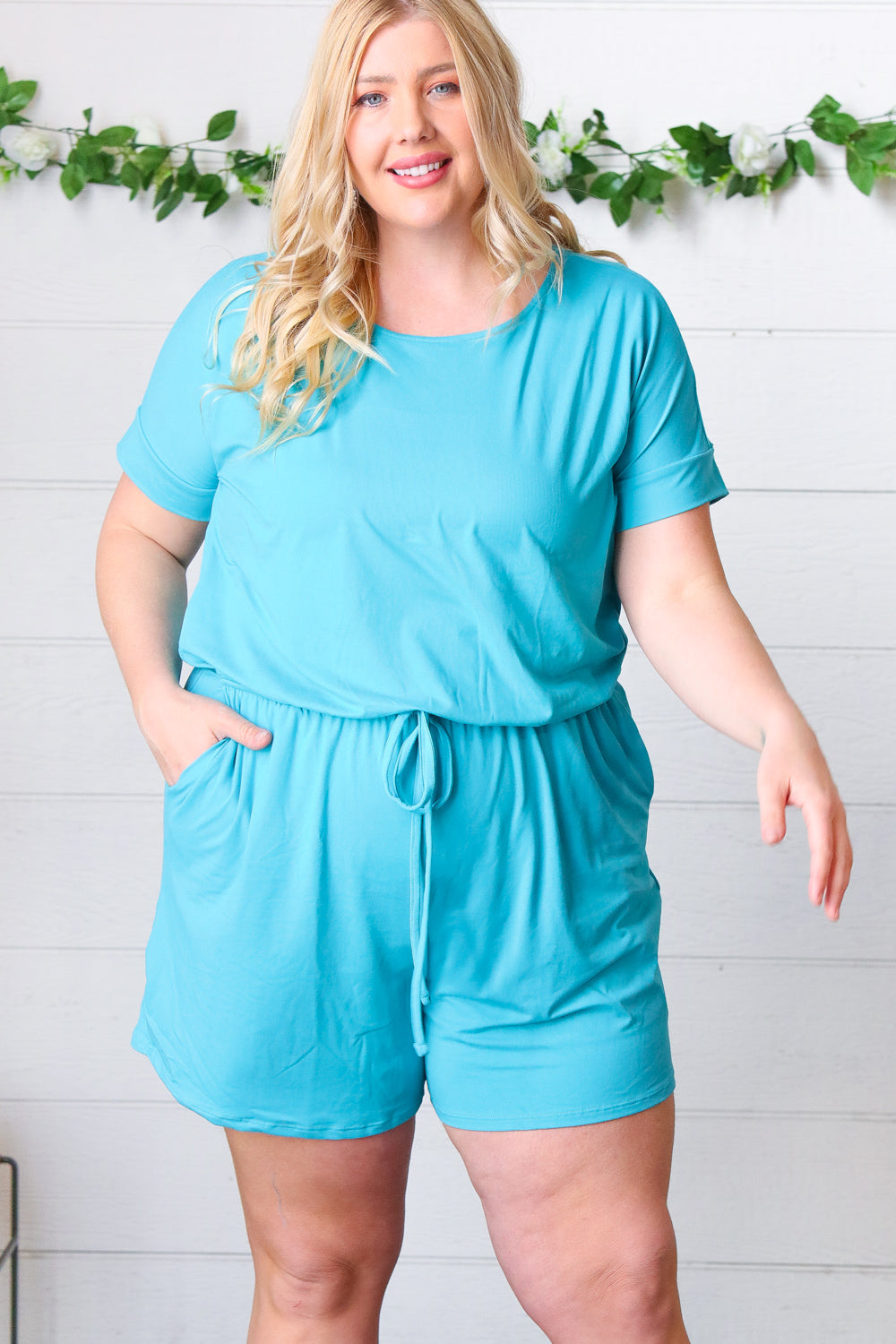 Ice Blue Pocketed Romper