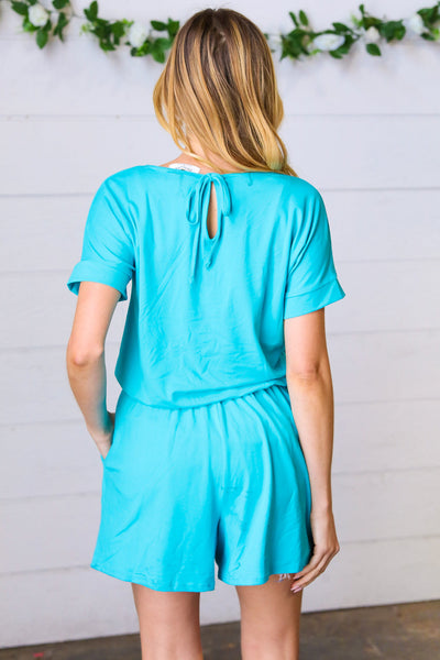 Ice Blue Pocketed Romper