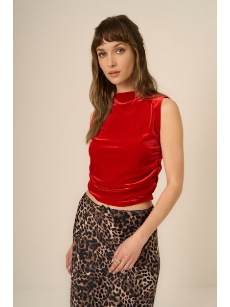 On Repeat Ruched Side Velvet Tank Top