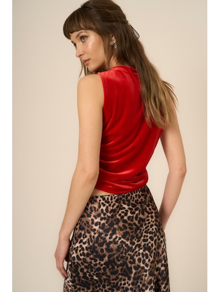 On Repeat Ruched Side Velvet Tank Top