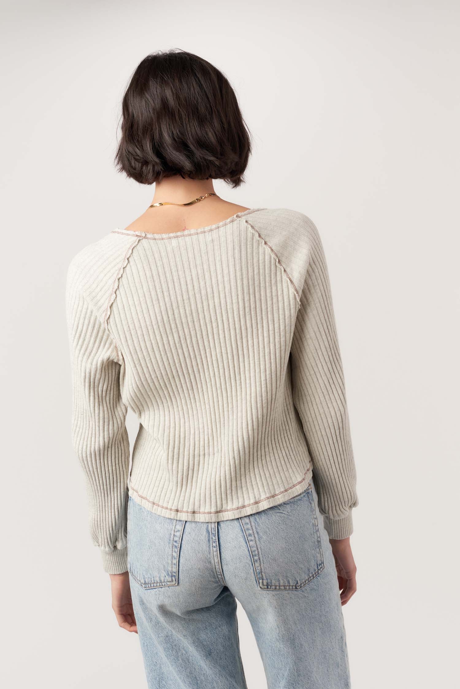 Homebody V-Neck Rib Long Sleeve