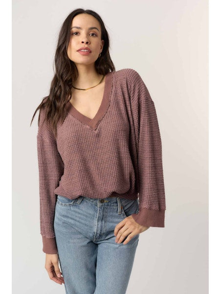 PROJECT SOCIAL T | JUSTINA BRUSHED THERMAL V-NECK PULLOVER