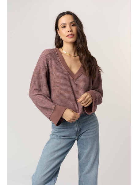 PROJECT SOCIAL T | JUSTINA BRUSHED THERMAL V-NECK PULLOVER
