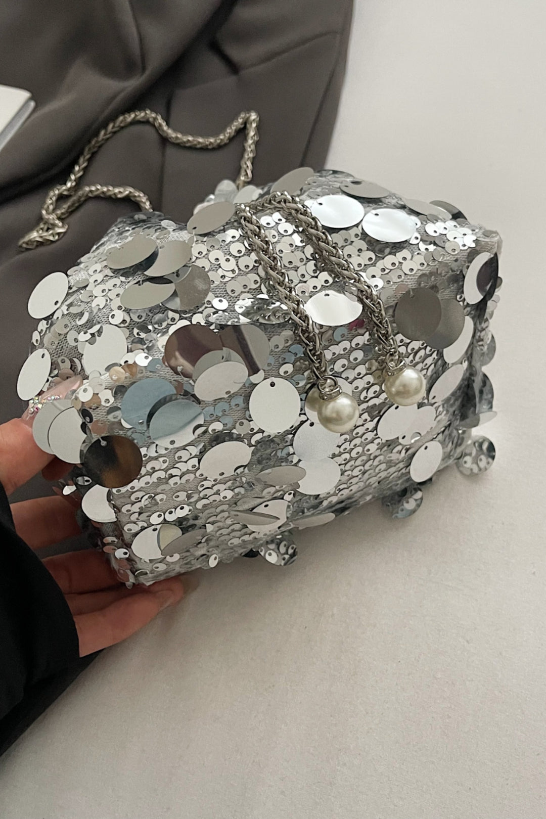 Festive Drawstring Sequin Crossbody Bag