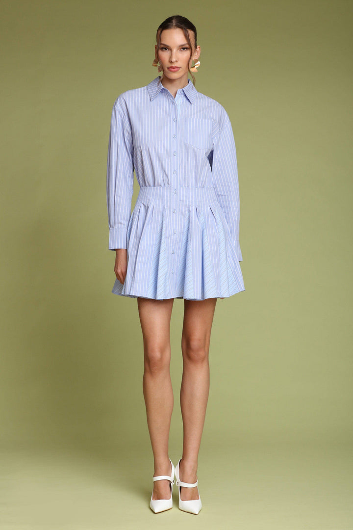 Avec Les Filles | Striped Cotton Mini Shirt Dress