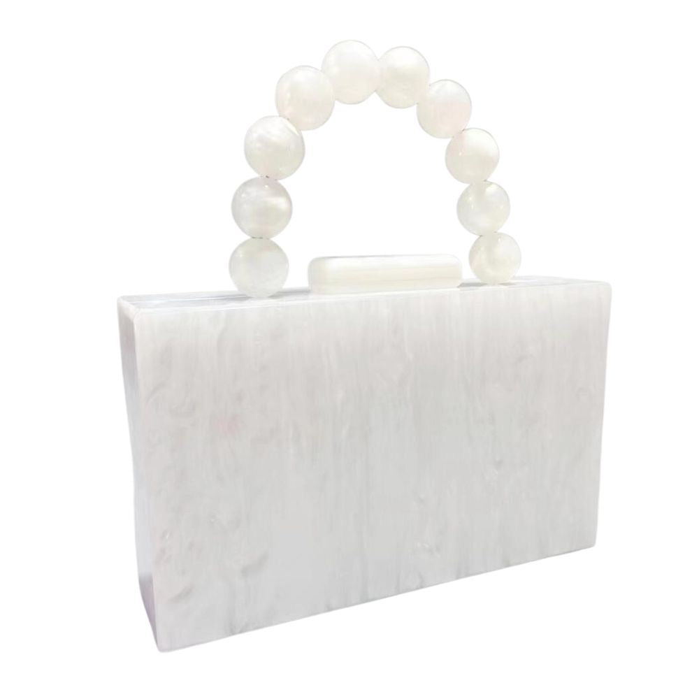 Cecelia Clutch in Pearl White