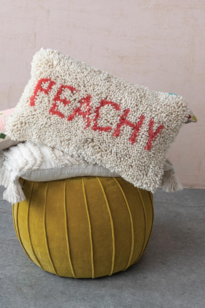 PEACHY Wool & Cotton Punch Hook Lumbar Pillow