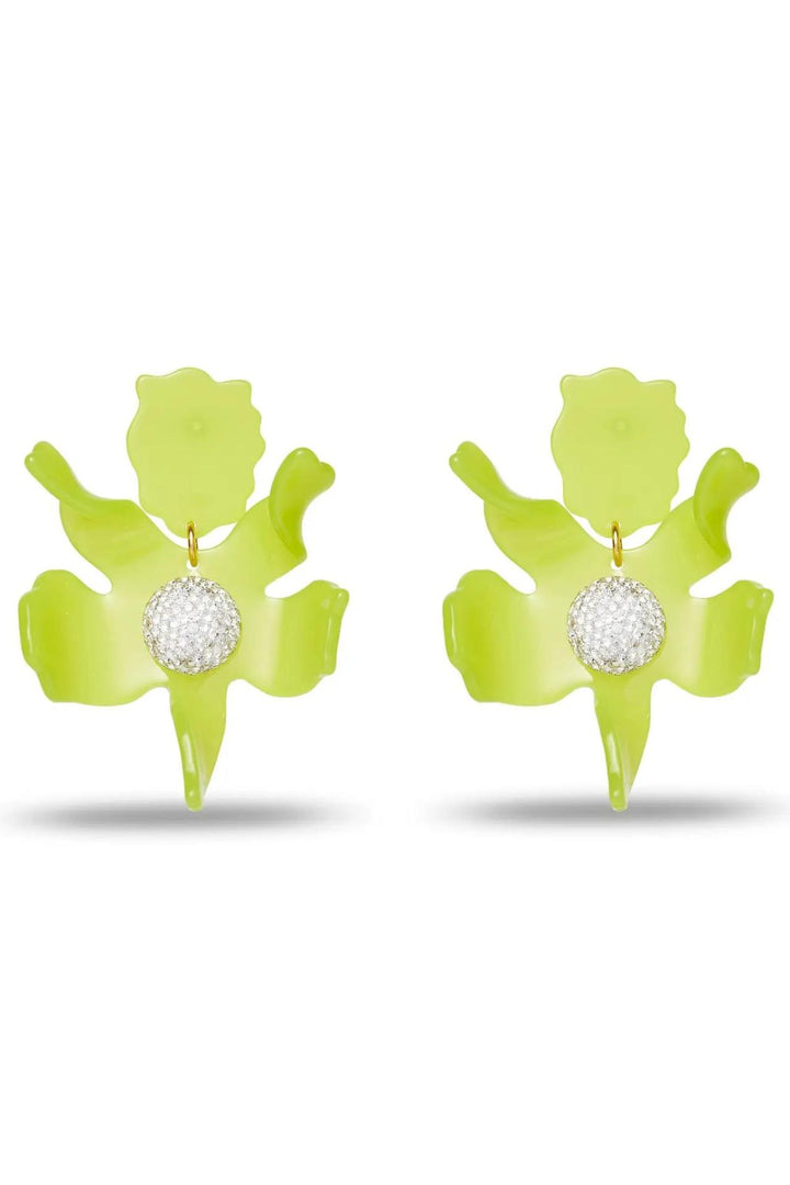 LELE SADOUGHI: Chartreuse Crystal Lily Earrings
