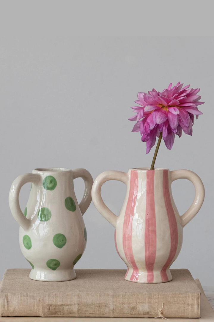 Simply Delightful Hand-Painted Stoneware Vase