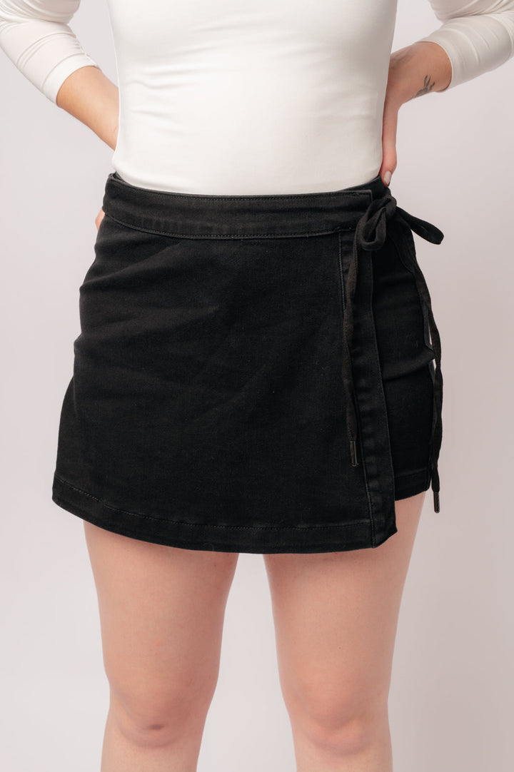 Judy Blue: Have It All High Rise Side Tie Denim Skort