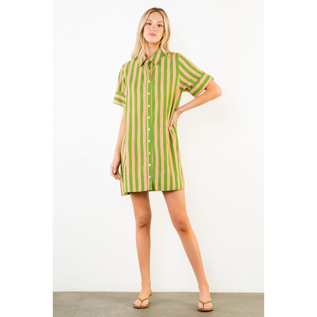 Palm Beach Stripe Shirt Dress
