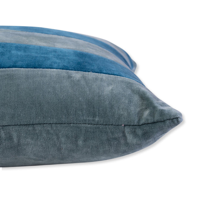 Striped Velvet Lumbar Pillow - Aqua + Peacock