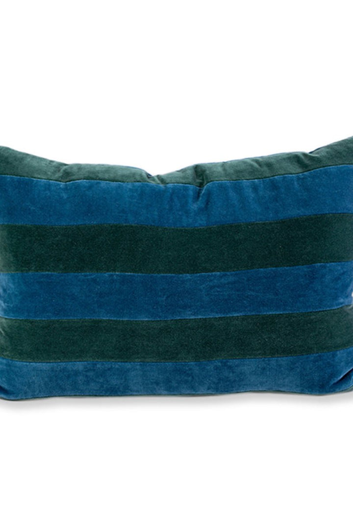 Striped Velvet Lumbar Pillow - Green + Peacock