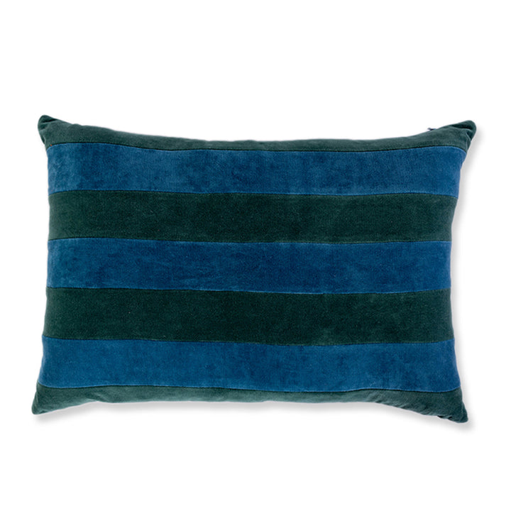 Striped Velvet Lumbar Pillow - Green + Peacock