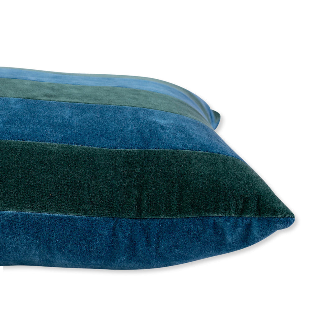 Striped Velvet Lumbar Pillow - Green + Peacock