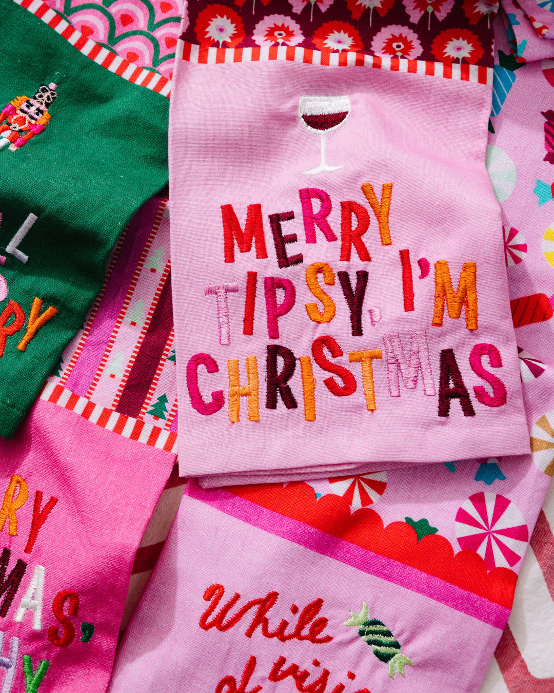 Merry Tipsy Dish Towel