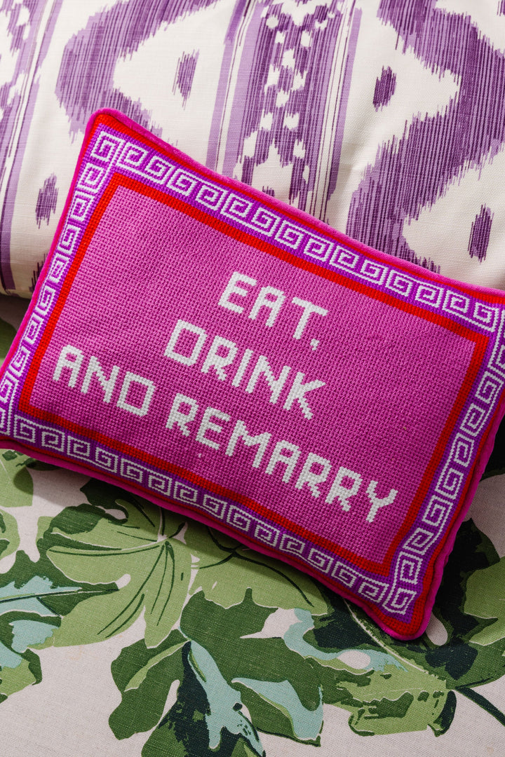 Eat Drink Remarry Needlepoint Pillow