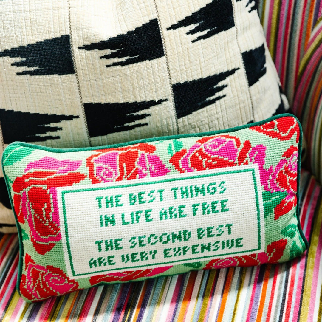 Best Things In Life Needlepoint Pillow