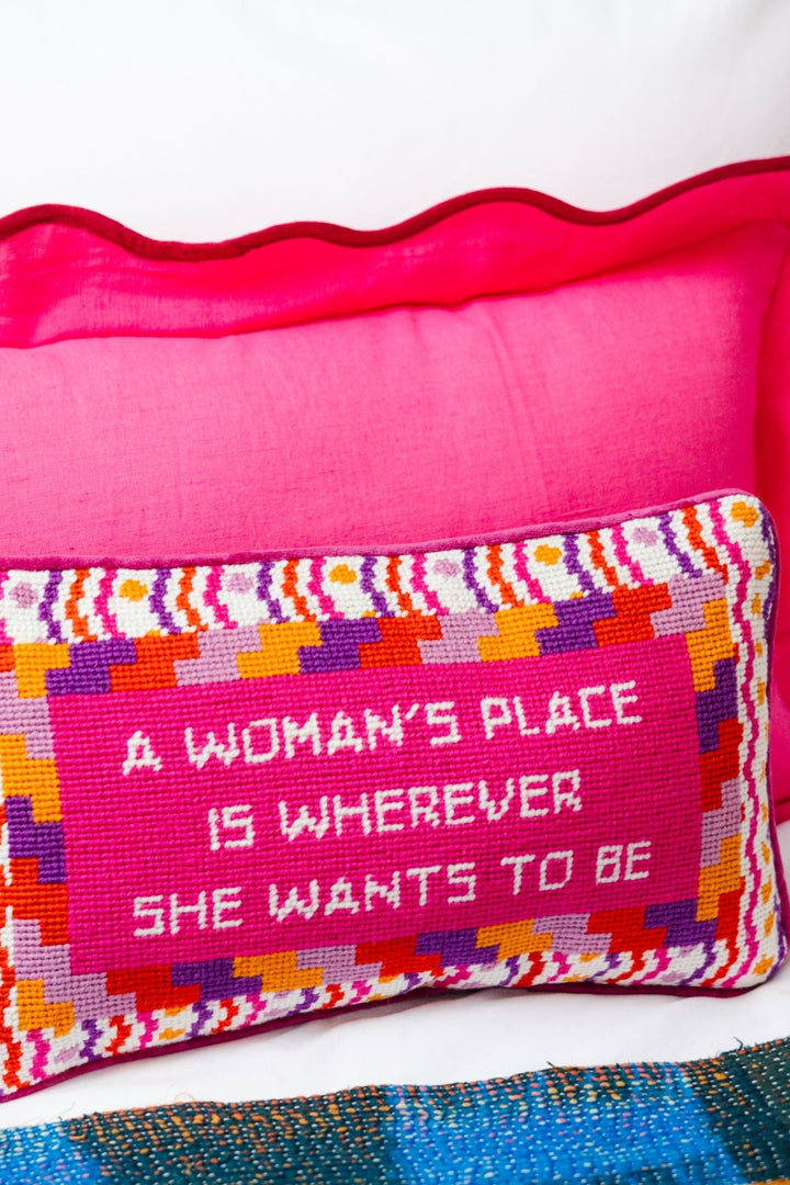 Wherever She Wants Needlepoint Pillow