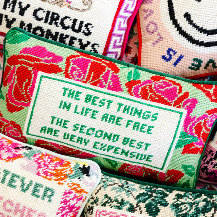 Best Things In Life Needlepoint Pillow