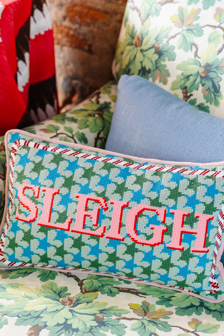Sleigh Needlepoint Pillow