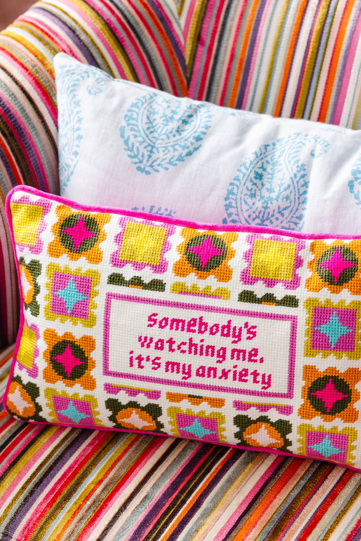 Watching Me Needlepoint Pillow