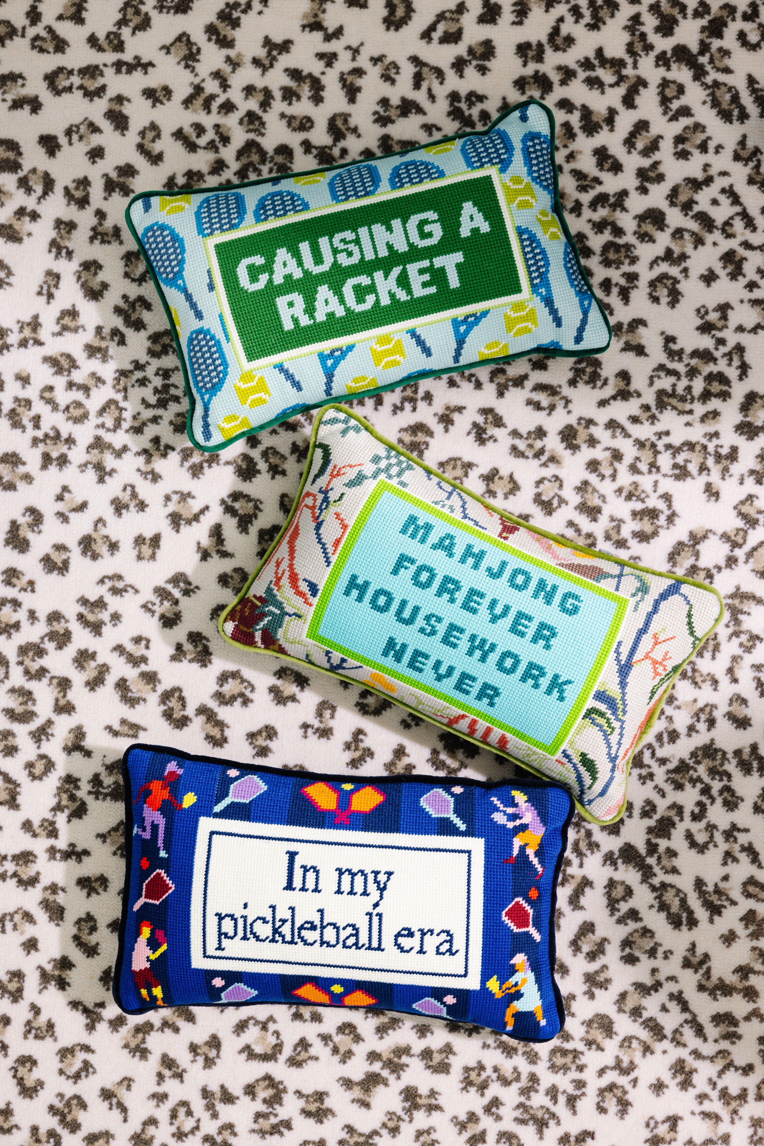 Mahjong Needlepoint Pillow