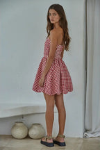 Cherry Check Red Mini Dress
