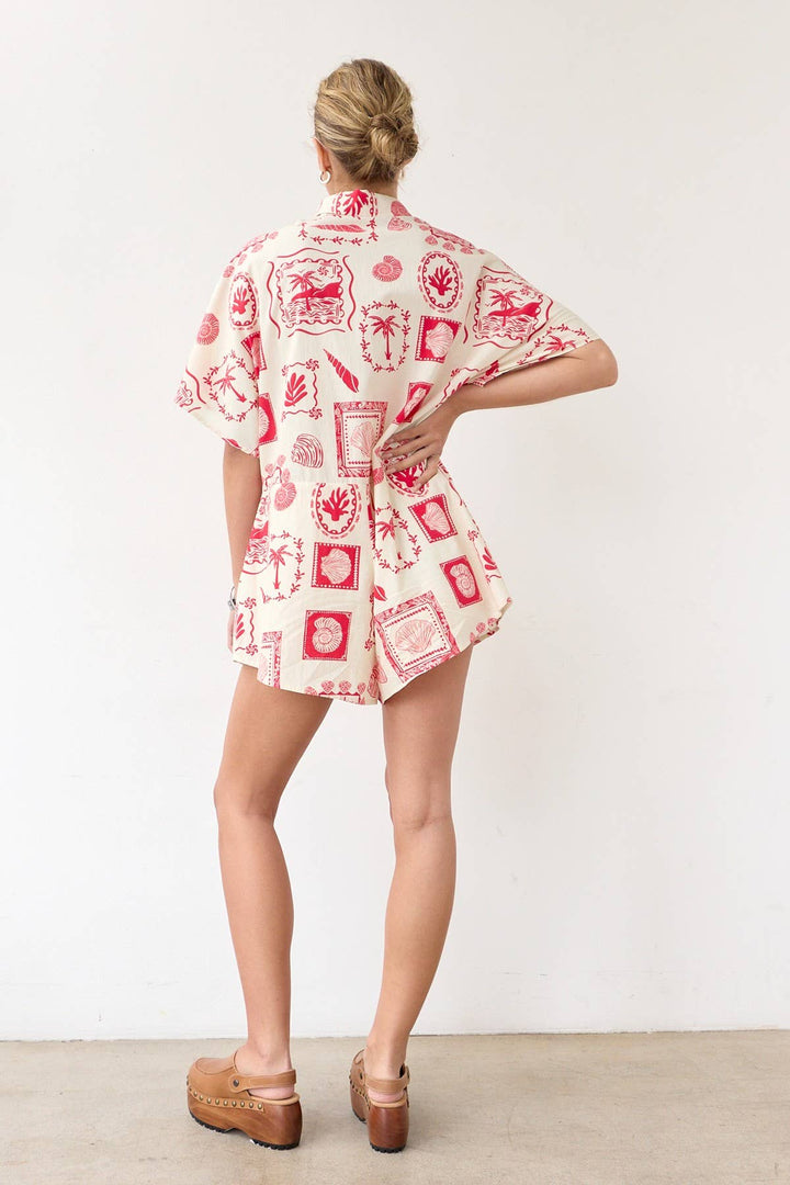 Wish You Were Here Palm Print Romper