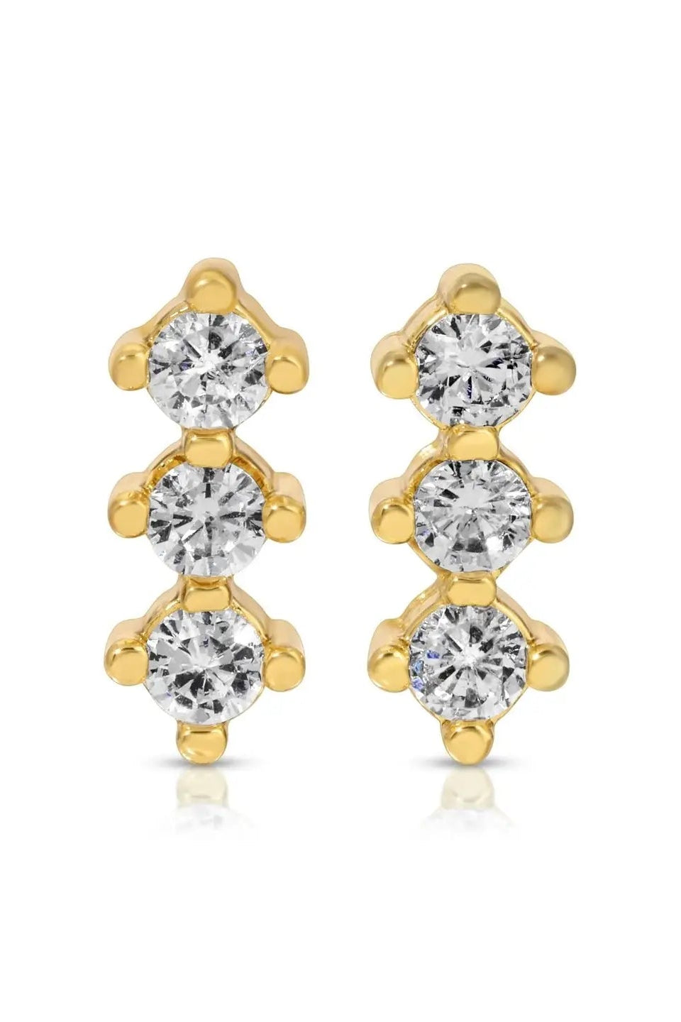 Triple Cz Bar Stud Earrings