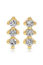 Triple Cz Bar Stud Earrings