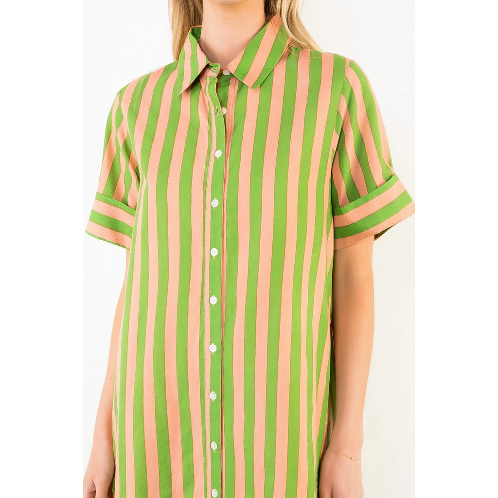 Palm Beach Stripe Shirt Dress