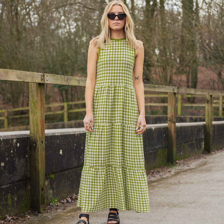 Paula Gingham Knitted Midi Dress