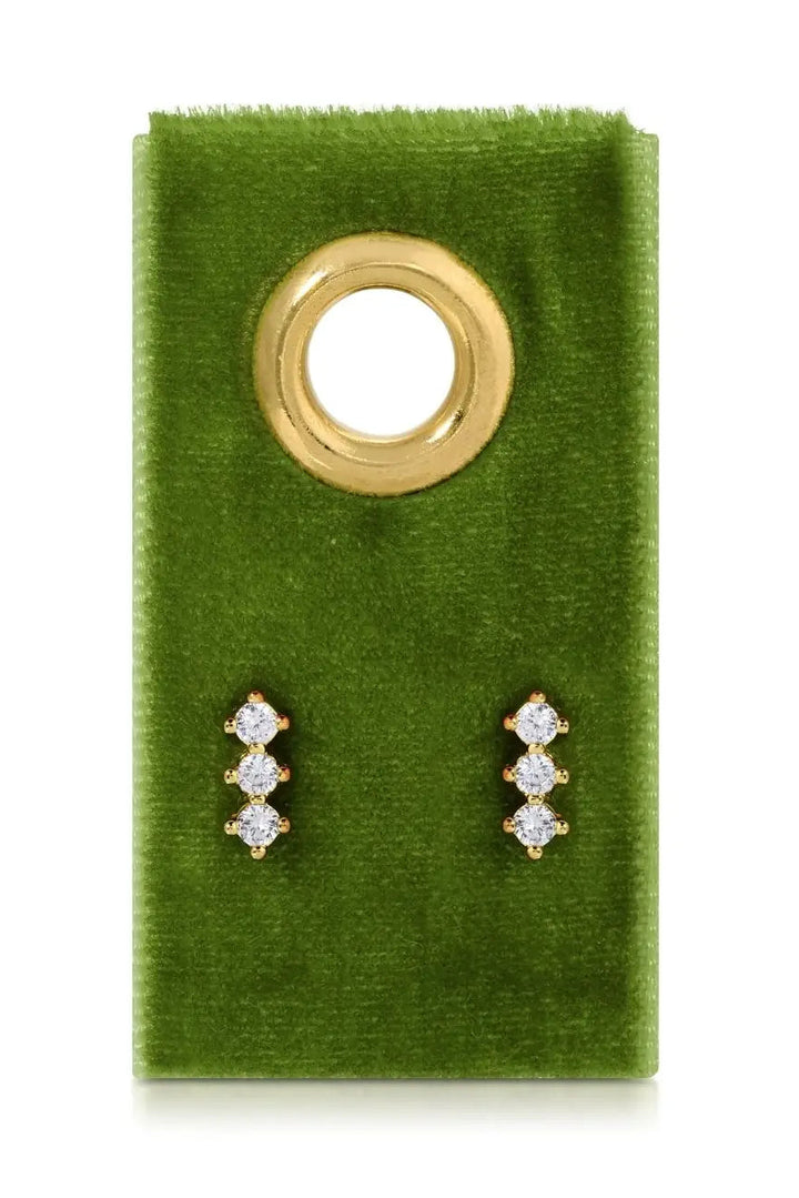 Triple Cz Bar Stud Earrings