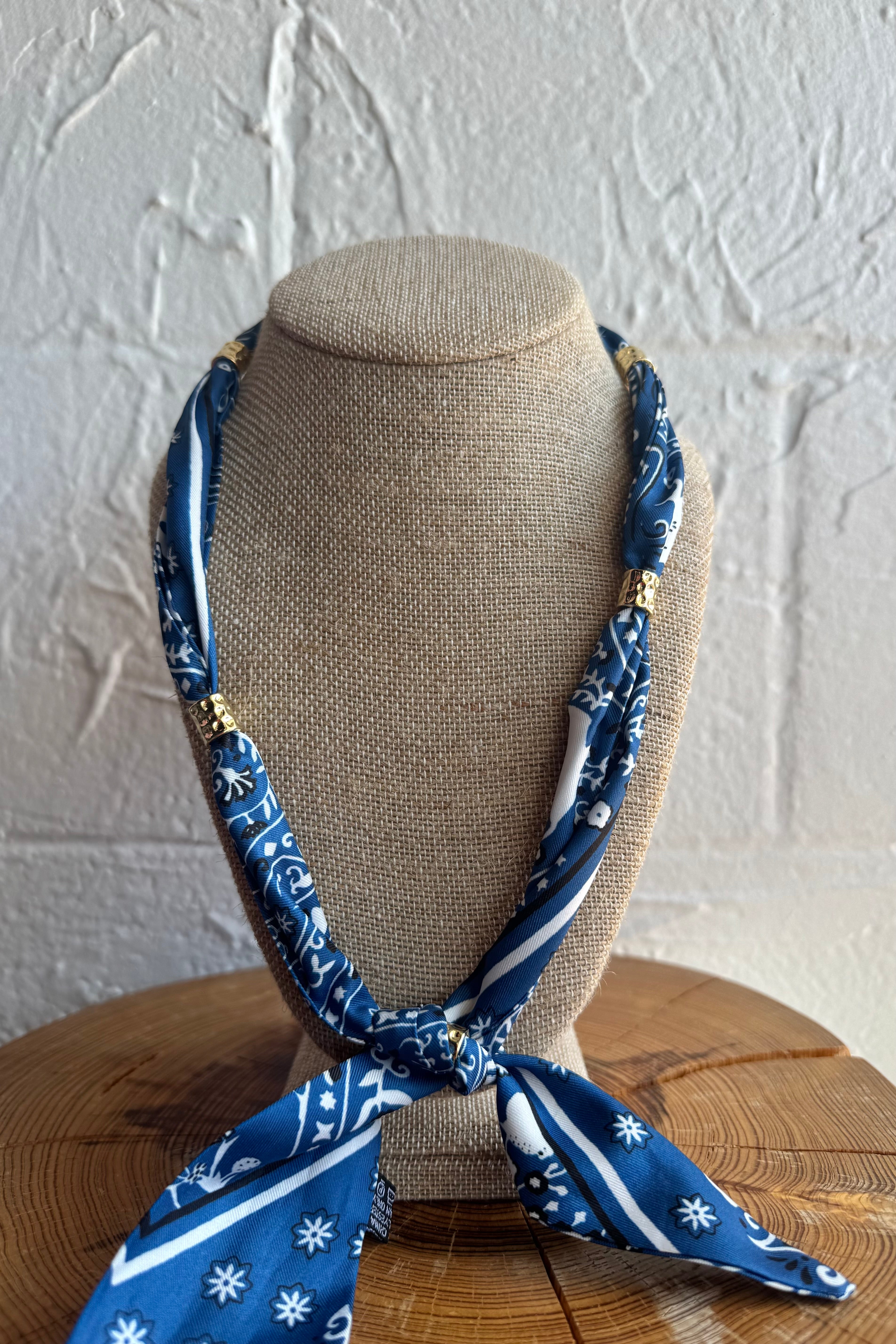 Bandana Scarf Necklace - Dark Blue