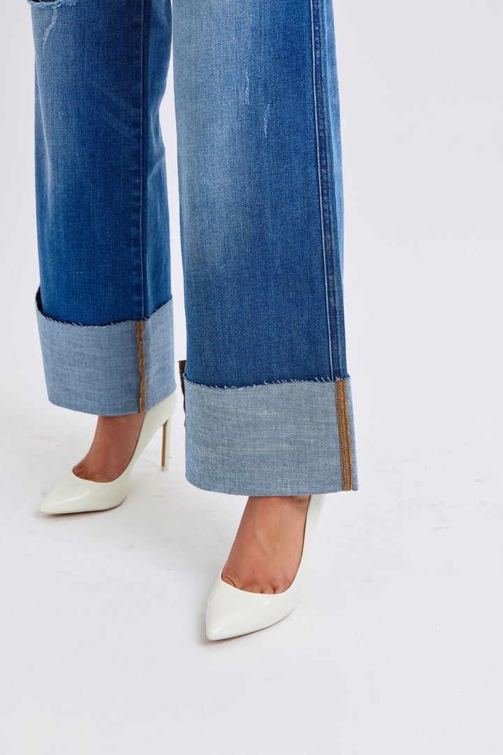 Judy Blue | Distressed High Waist Wide Leg Jeans