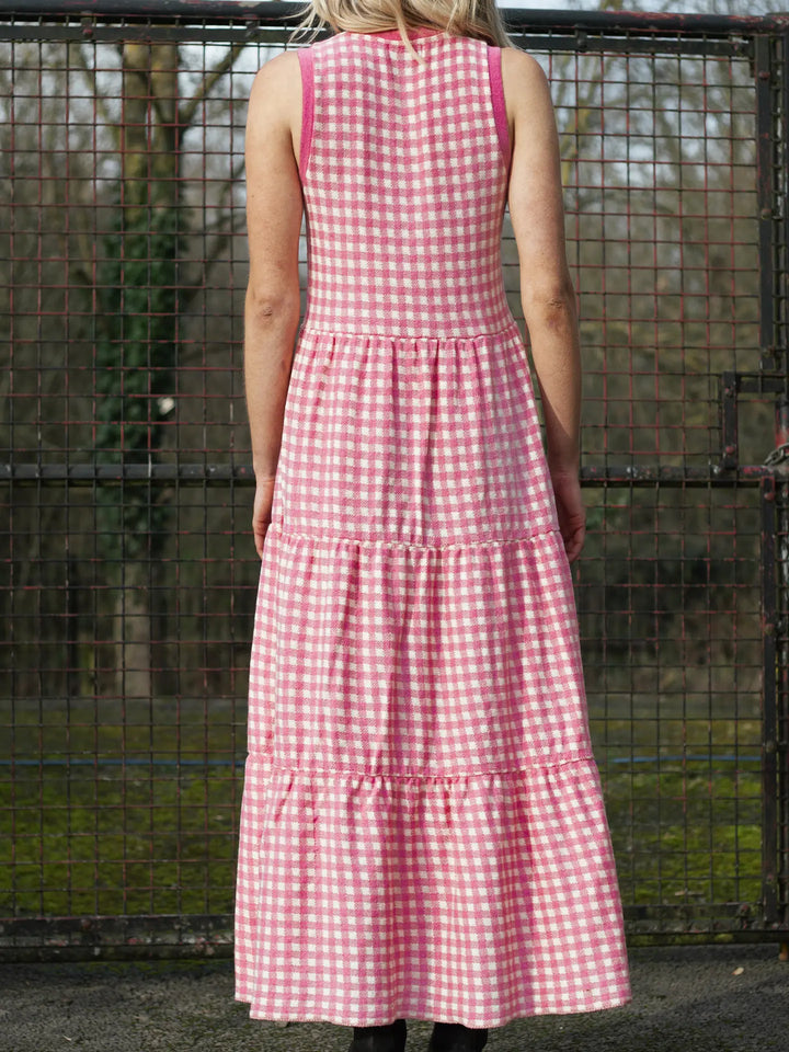 Paula Gingham Knitted Midi Dress