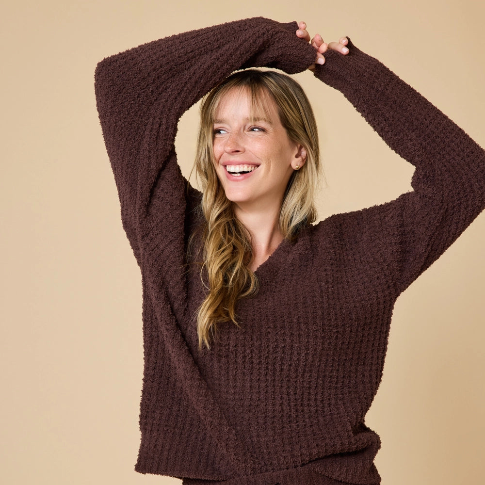 Marshmallow Waffle V-Neck Lounge Set