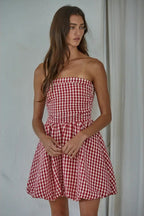 Cherry Check Red Mini Dress