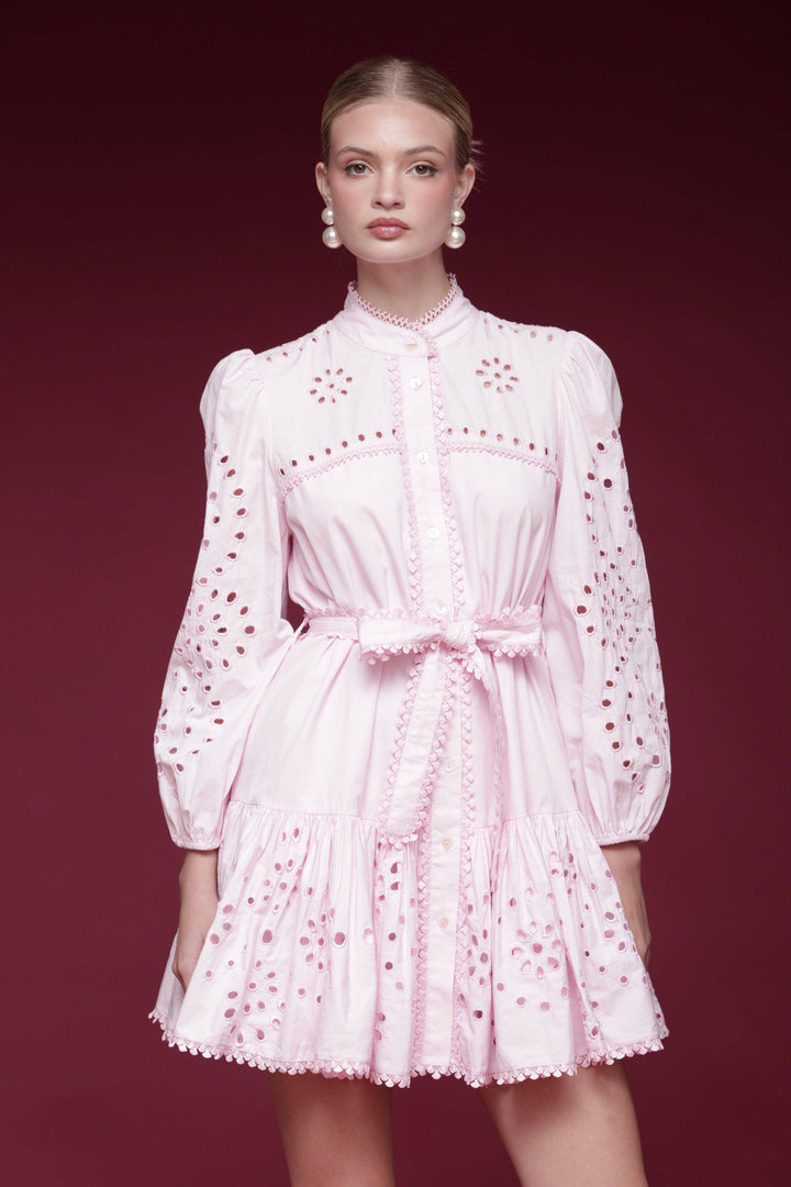 Avec Les Filles | Ballet Pink Broderie Anglaise Shirtdress