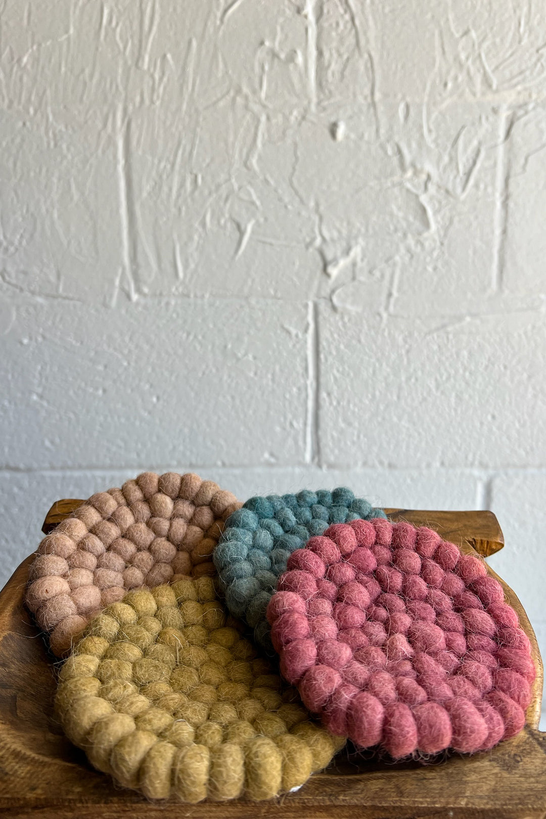 Handmade Wool Felt Ball Coasters