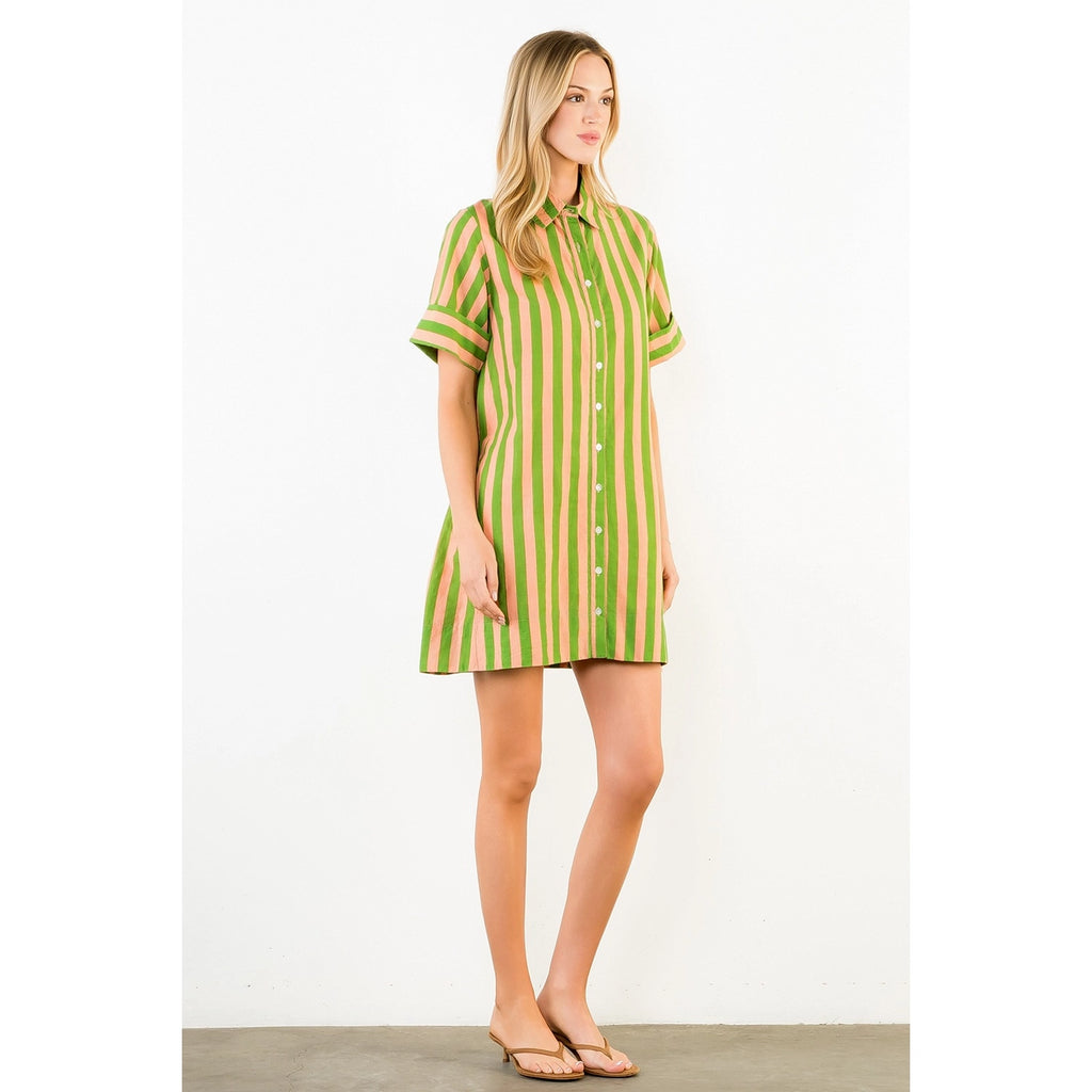 Palm Beach Stripe Shirt Dress