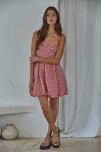 Cherry Check Red Mini Dress