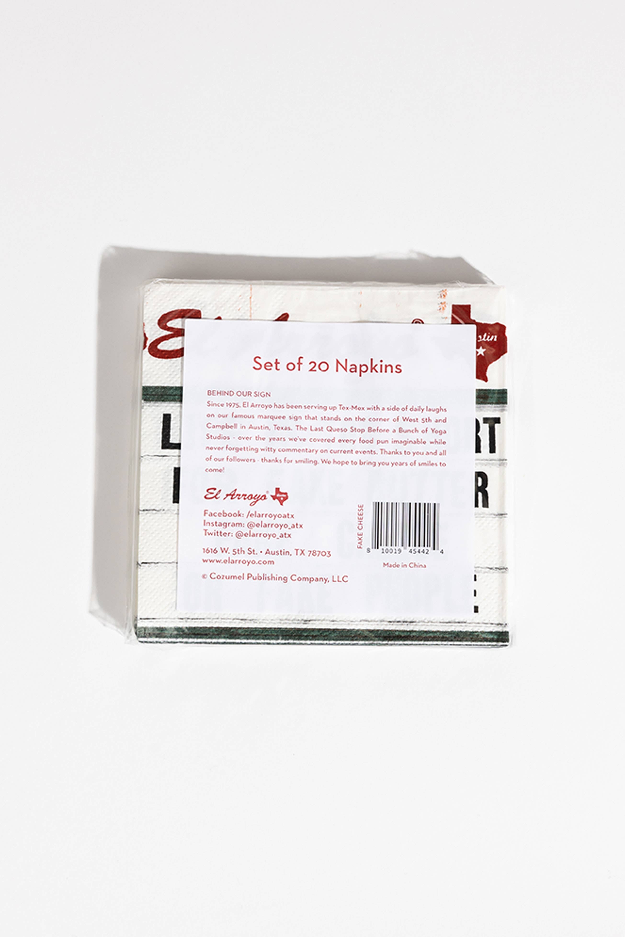 Cocktail Napkins (Pack of 20) - Fake Cheese