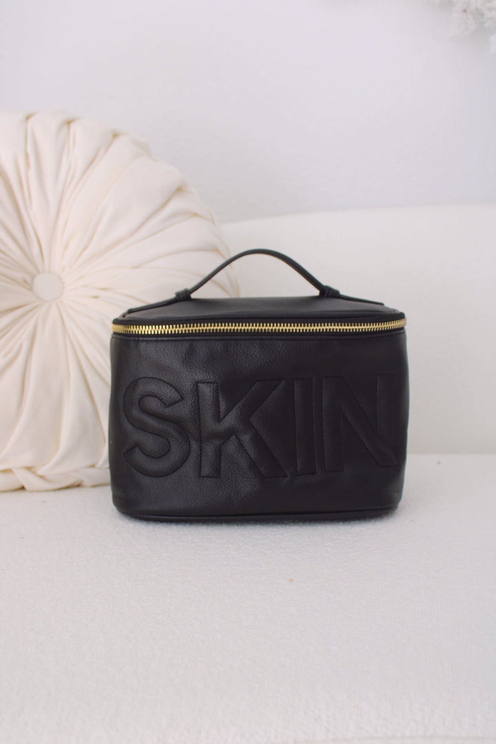 Skin Black Leather Open Top Bag