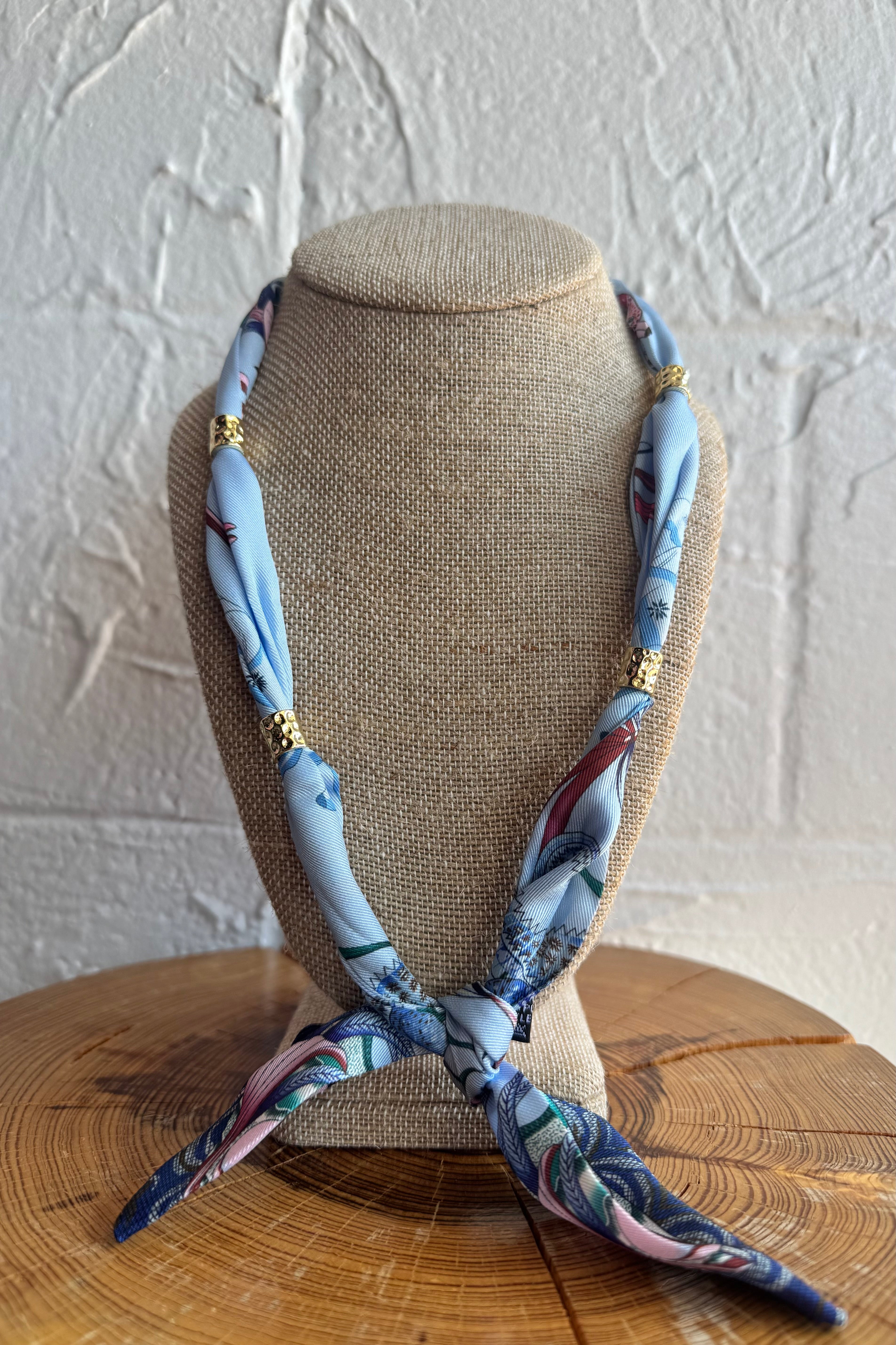 Bandana Scarf Necklace - Indigo Glow